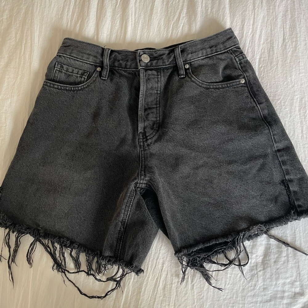 PacSun Charcoal Frayed Hem Jean Shorts